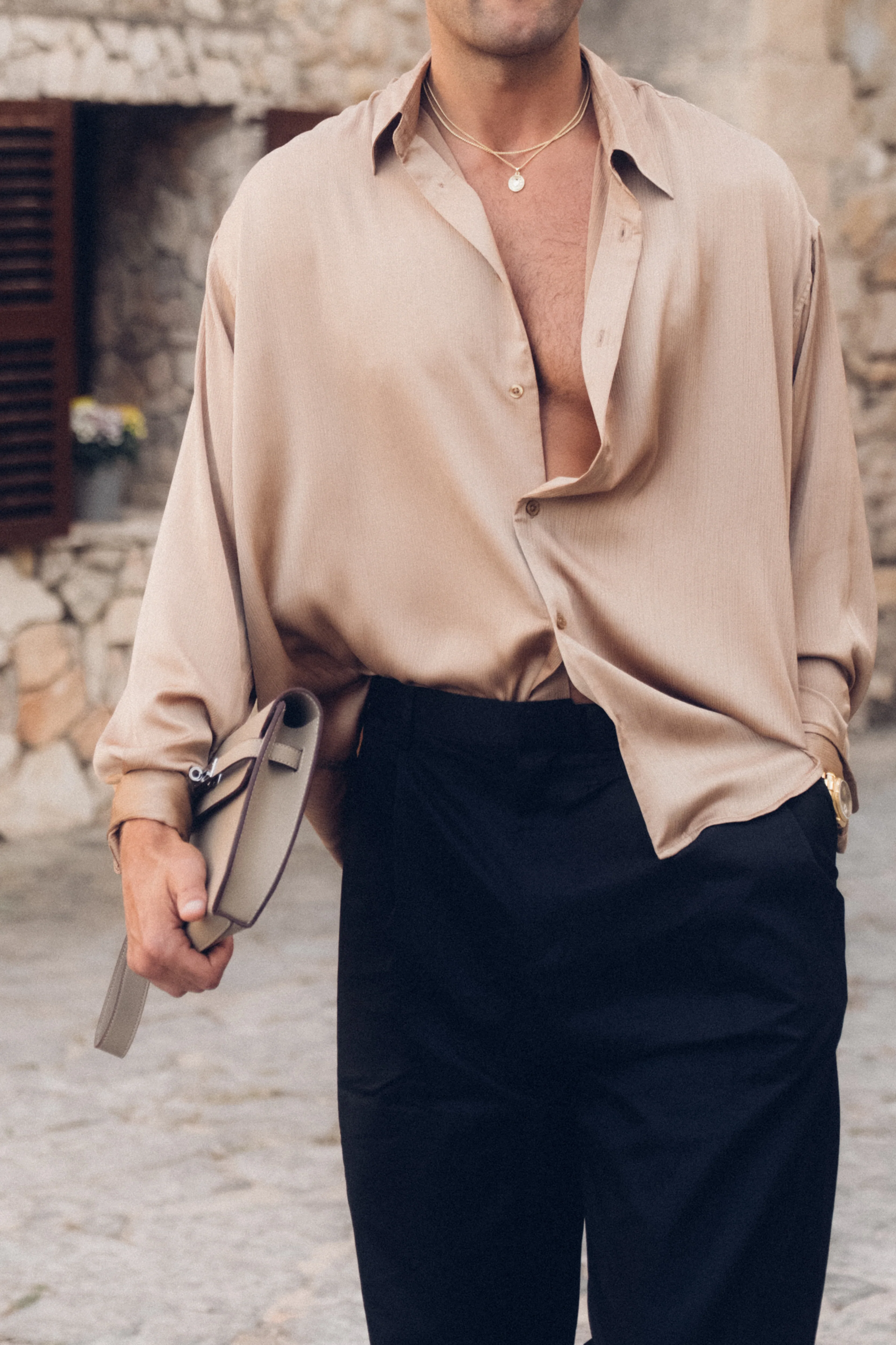 Flow Satin Shirt (Brown) - Image 3