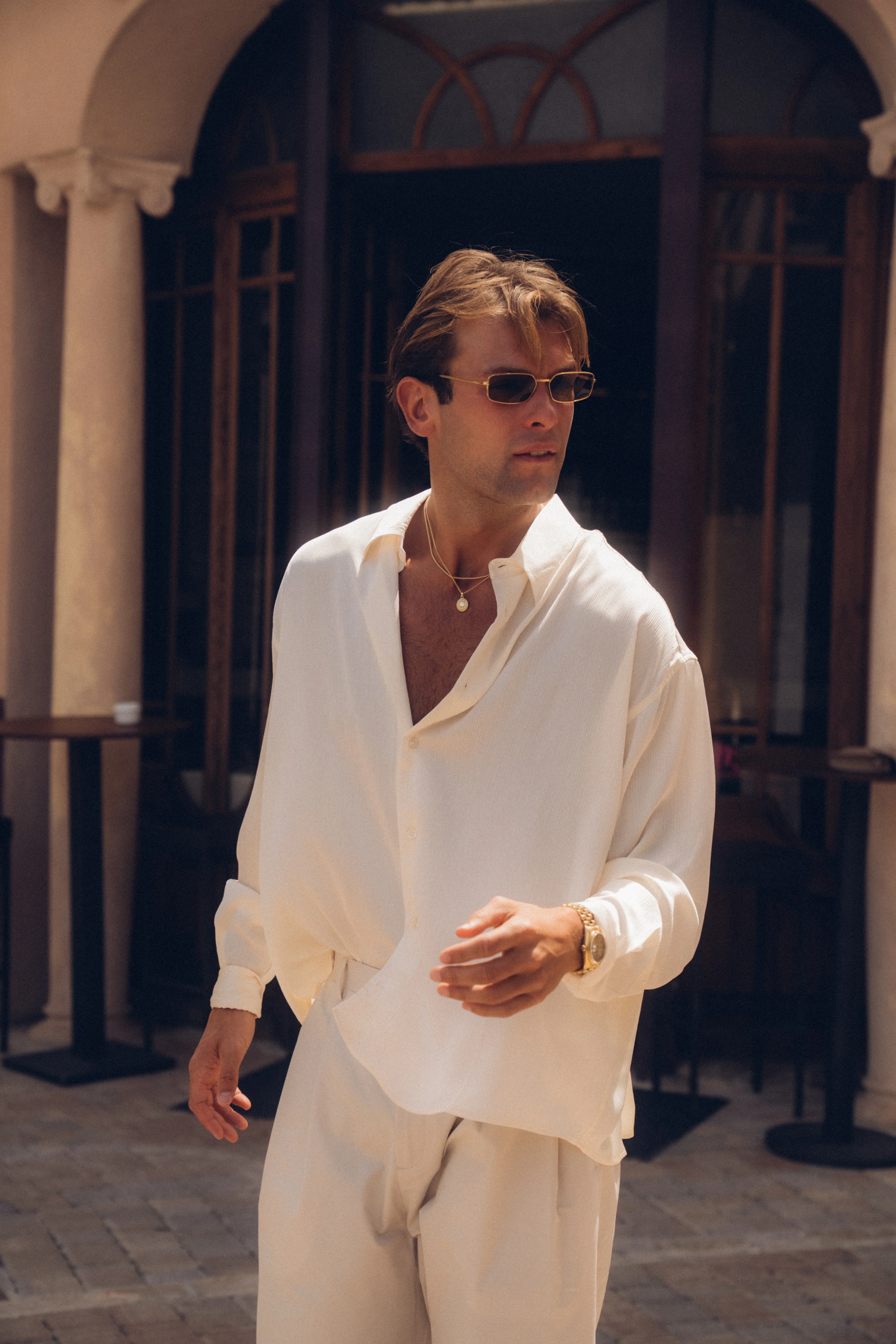 Flow Satin Shirt (Off-White) - Image 2