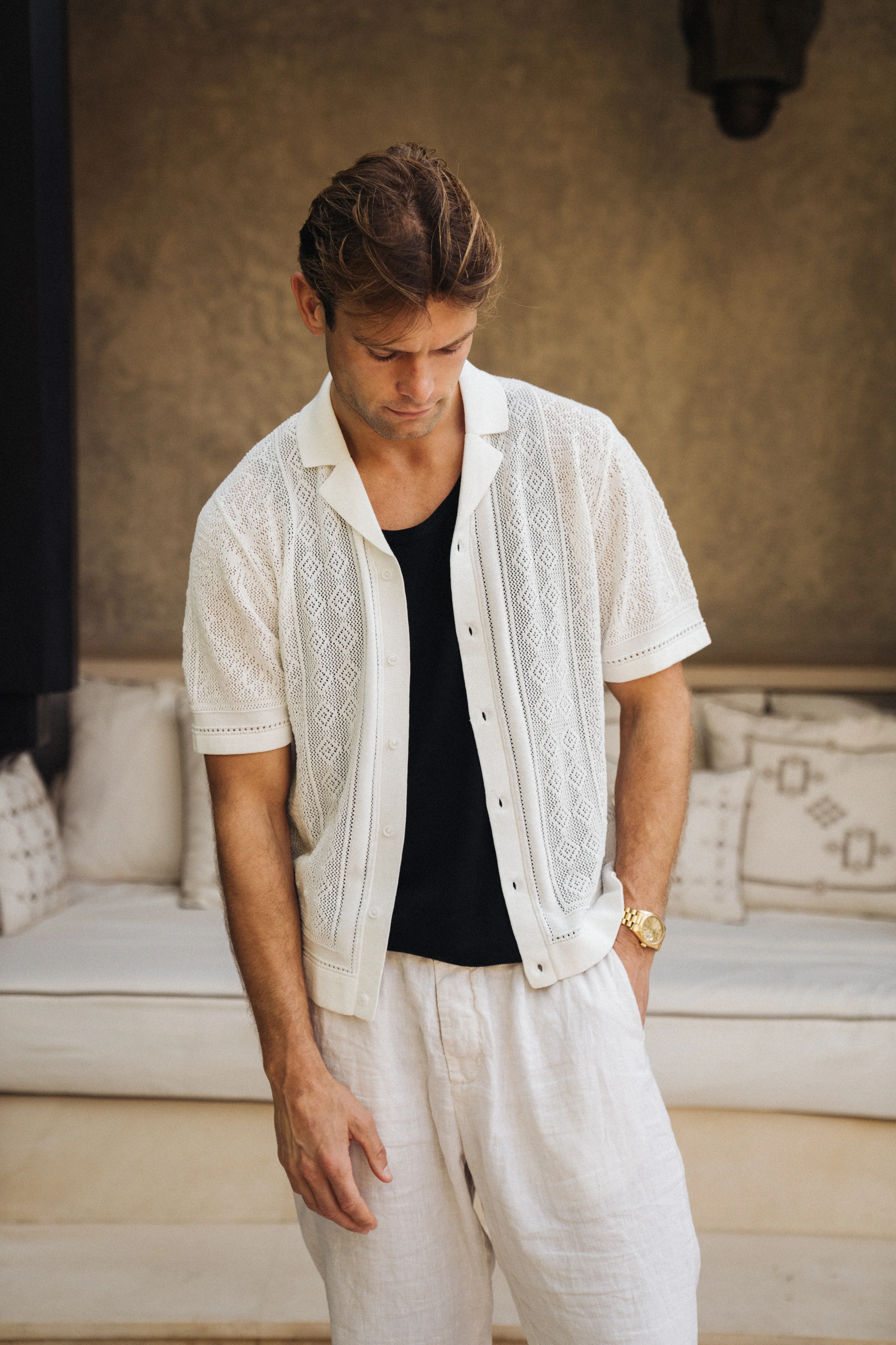 Luxe Crochet Meridian Short Sleeve Shirt - Image 12