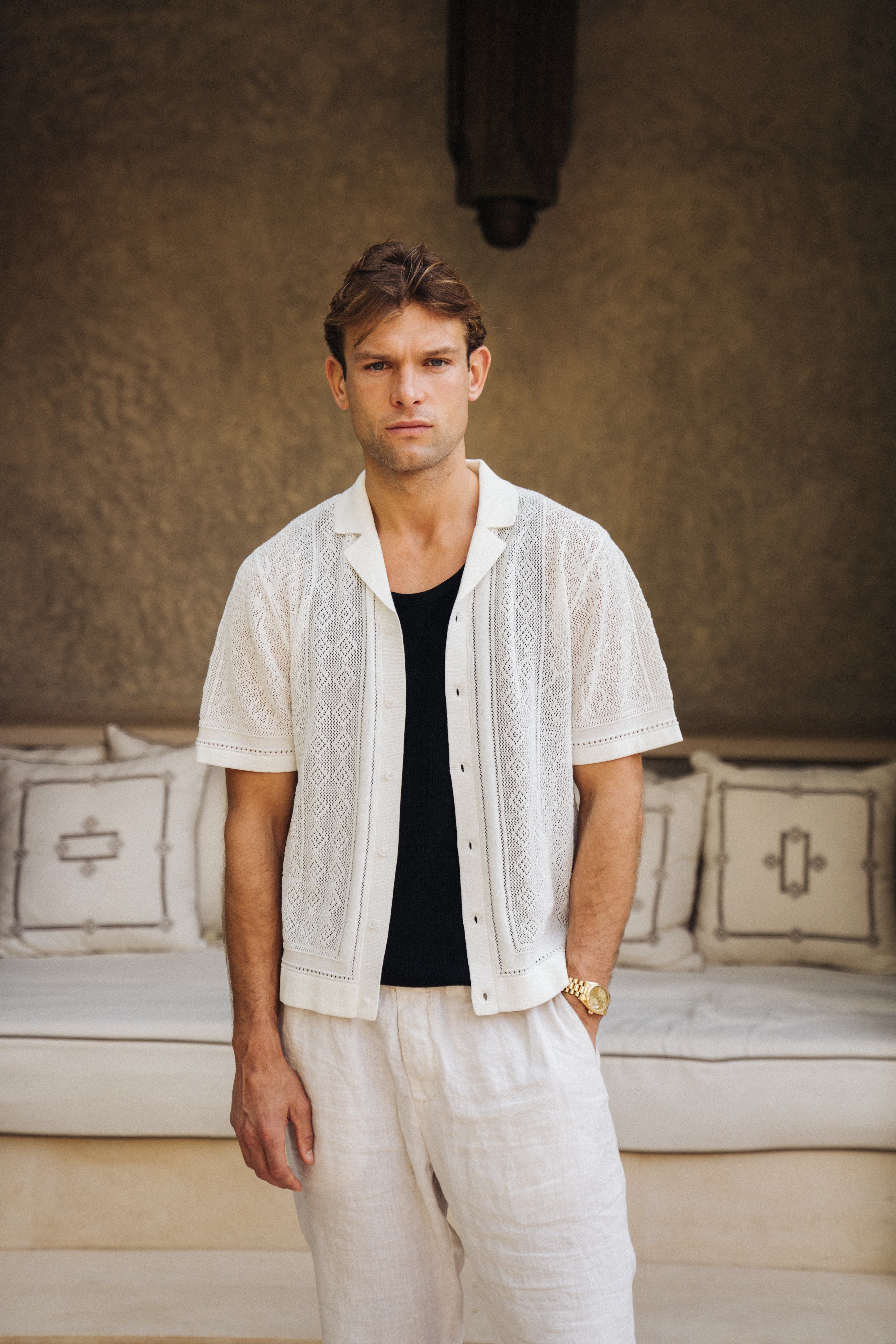 Luxe Crochet Meridian Short Sleeve Shirt - Image 5