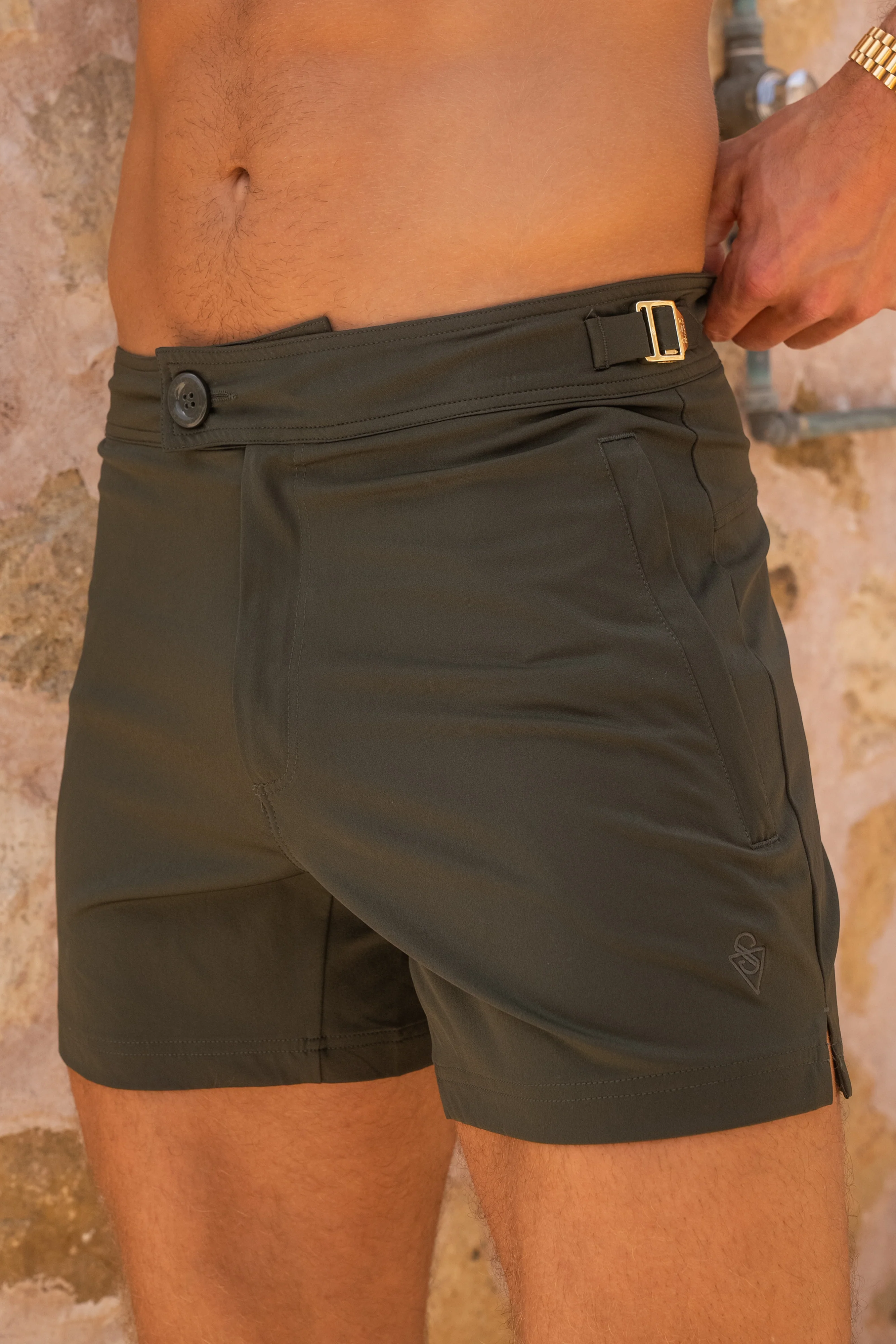 Pinnacle Tailored Olive Swim Shorts - Image 6