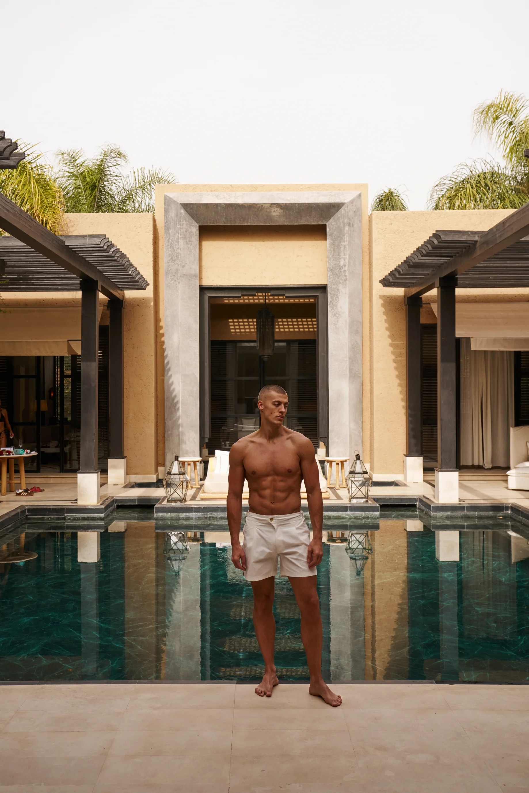 Ripley 2.0 Tailored White with Brown Trim Swim Shorts - Image 17