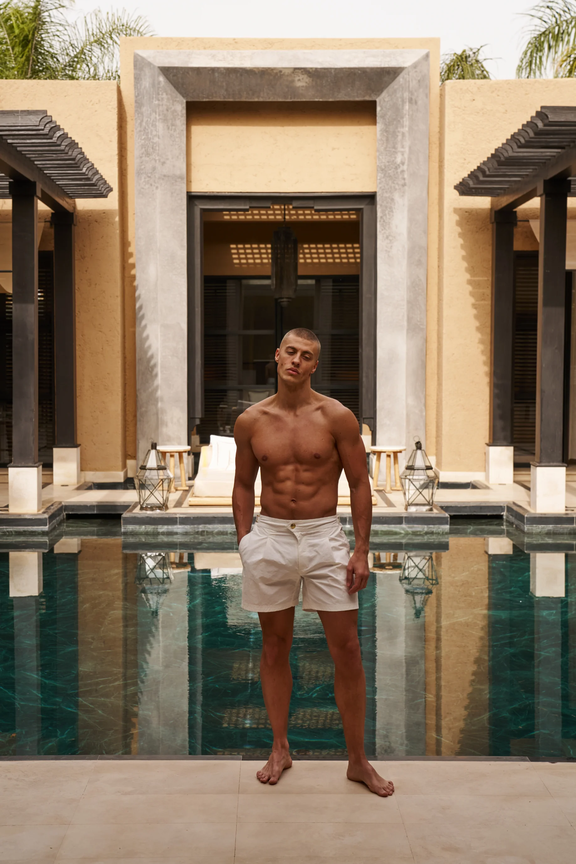 Ripley 2.0 Tailored White with Brown Trim Swim Shorts - Image 19