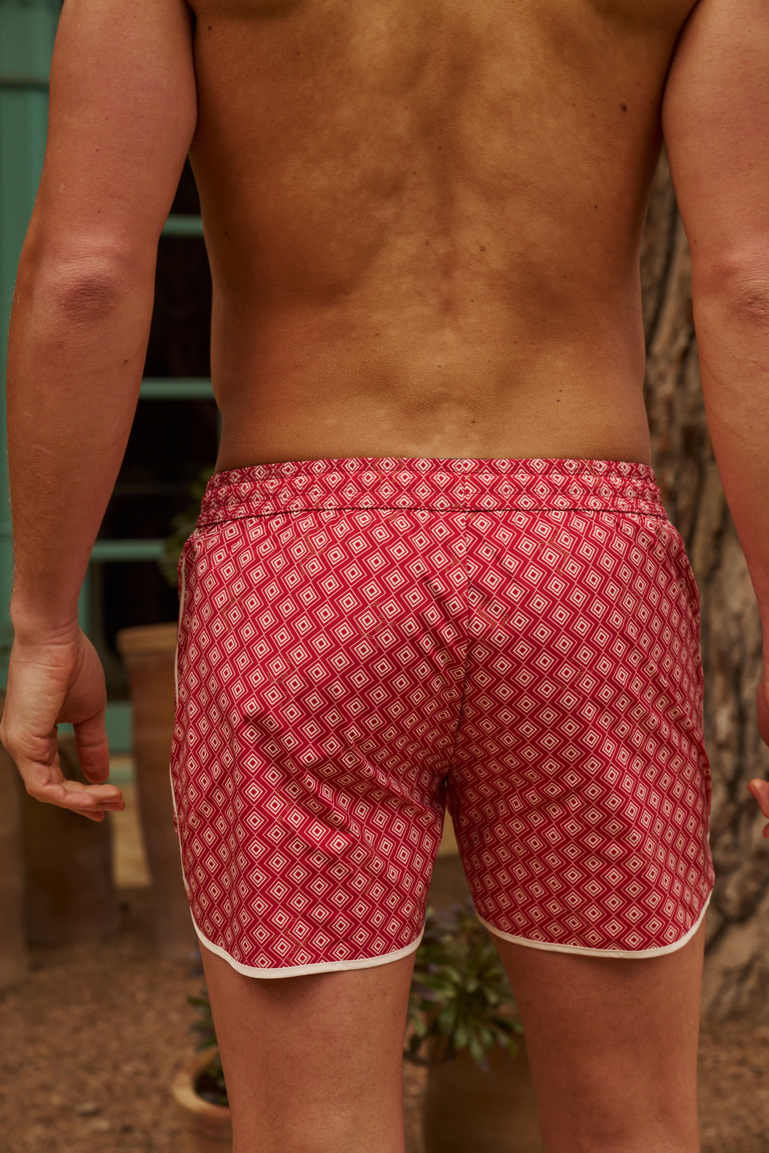 The Benjamins Retro Swim Shorts (Red Meridian) - Image 9